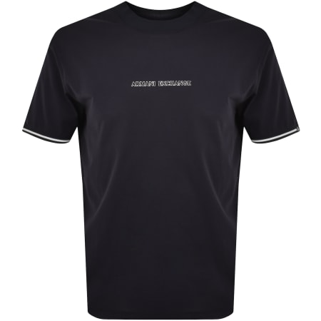 ARMANI EXCHANGE 羽プリントTシャツ ロイヤルブルー S